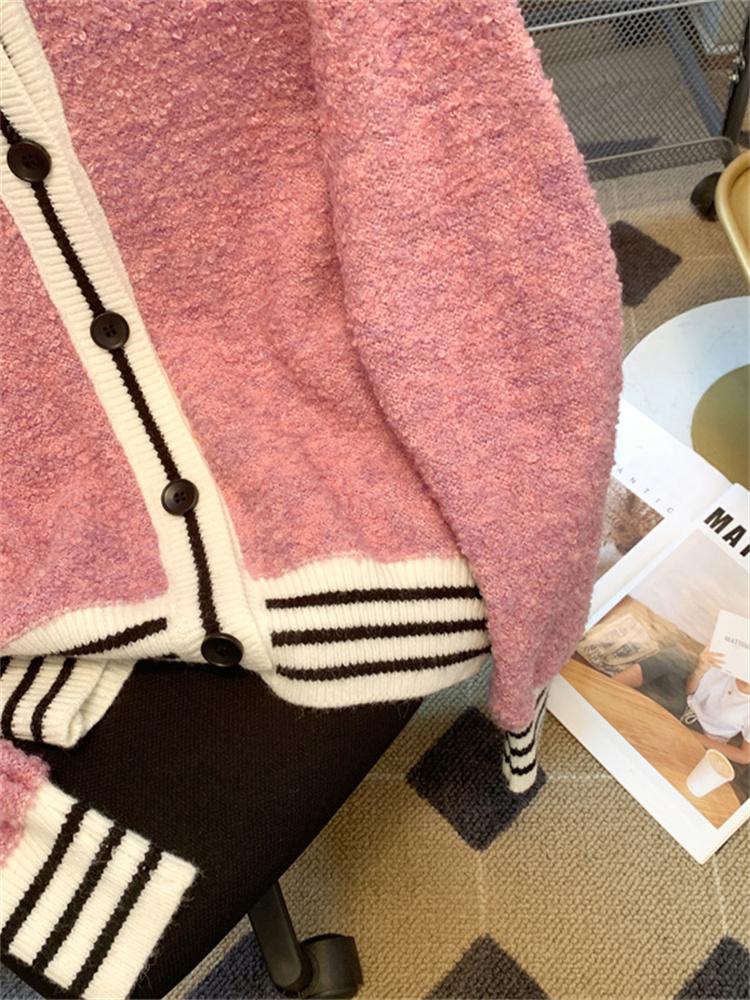 Knitted Women Cardigan Autumn Winter  New Patchwork Long Sleeve Sweater Casual Vintage Single Breasted Cardigans