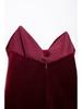 2024 Burgundy Velvet Sleeveless Top with Bow - European and American Winter Fashion Women's Clothing