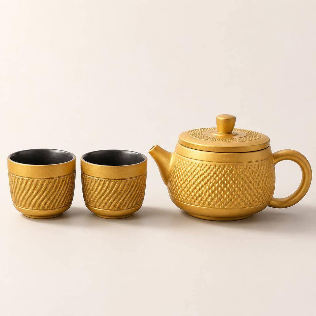 New shell burnt gilt brewing teapot handmade Hanwa Fengming pot large household kung fu tea set tea brewing single pot B9