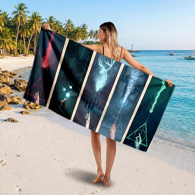 Harry Potter Printed Swim Towel, Portable Water Absorbent Towel for Beach Camping Daily Bathroom Use