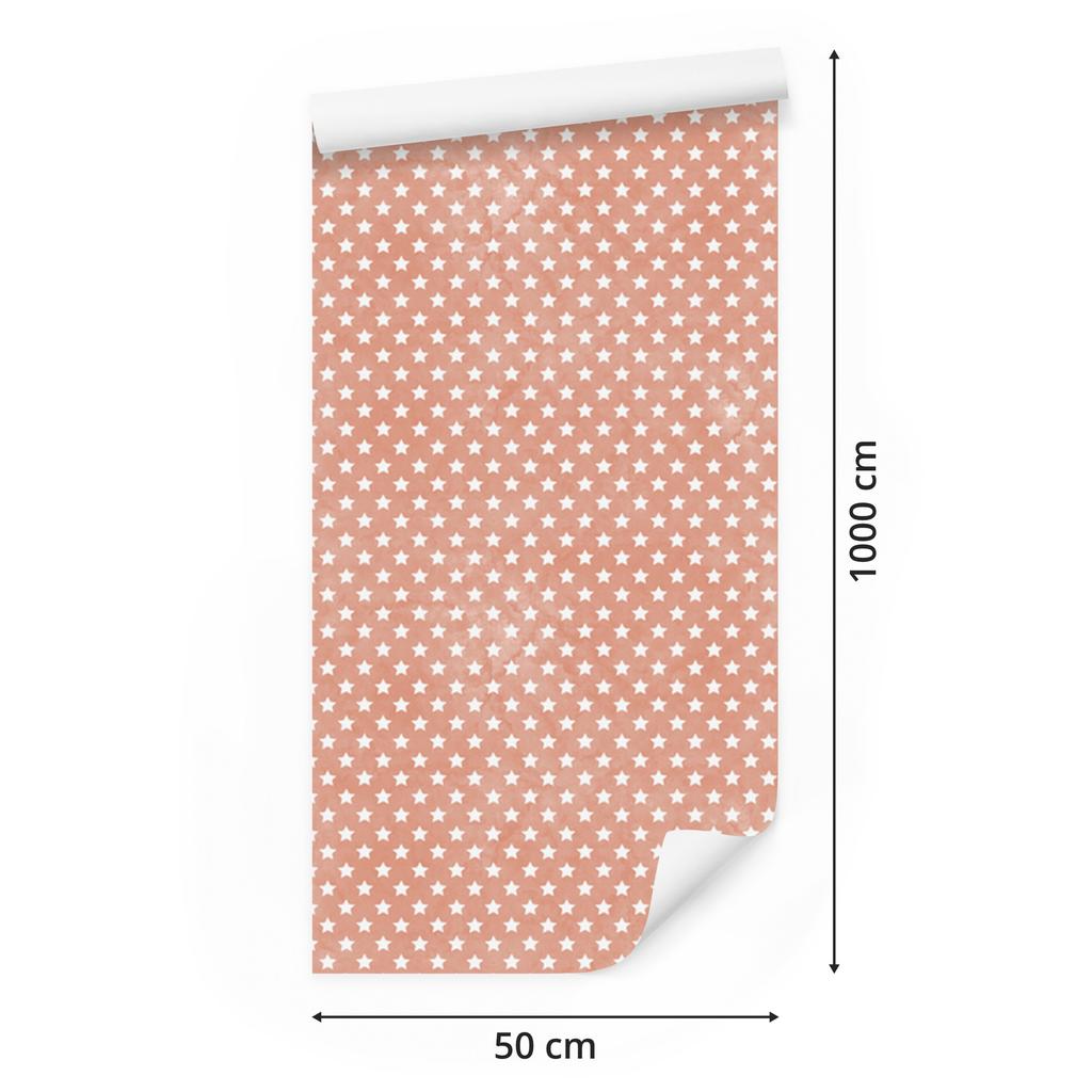Peach and Cream Stars Wallpaper, Cream Background for Living Room and Bedroom 50x1000
