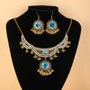 Bohemian Vintage Floral Necklace and Earring Set , Retro Ethnic Style Jewelry for Women