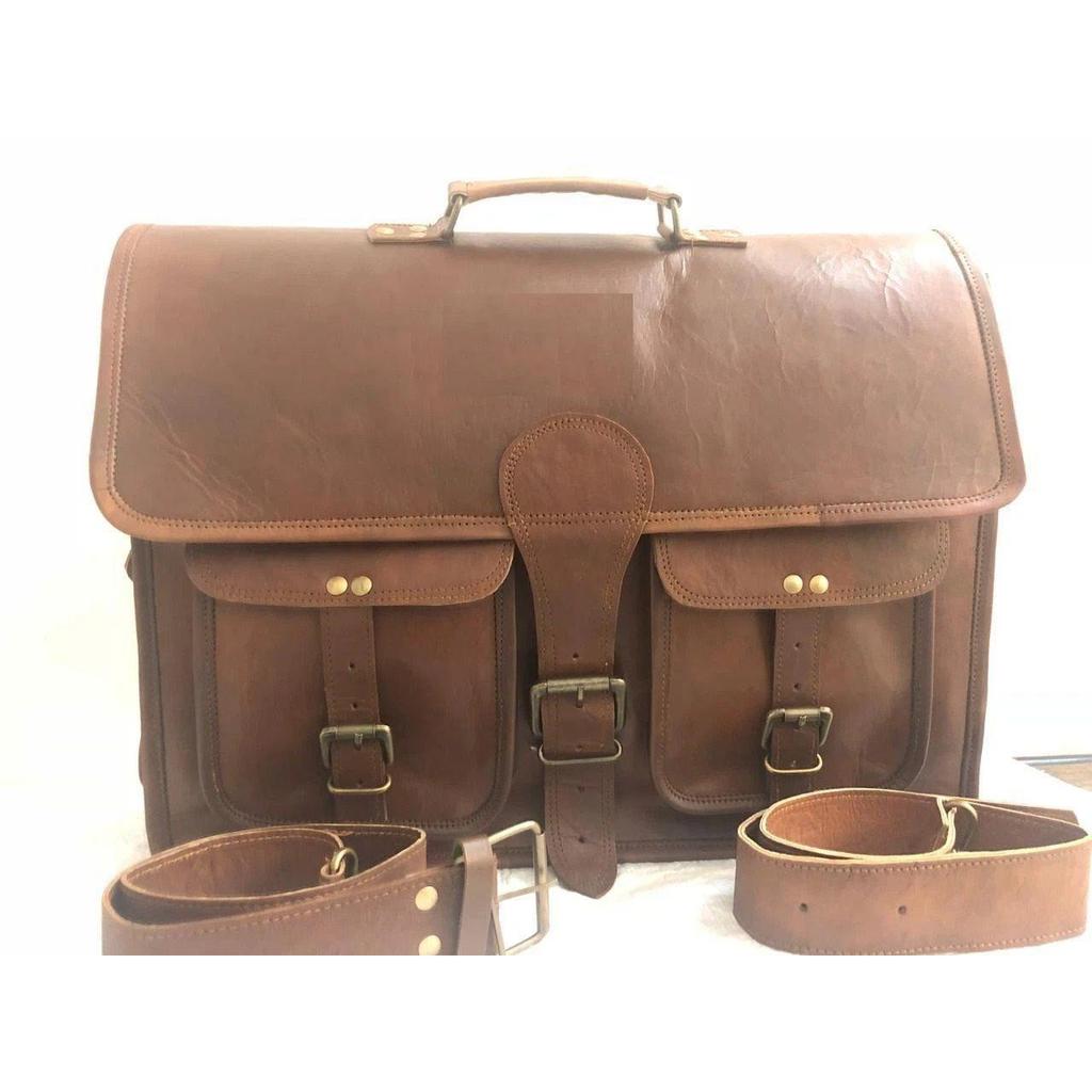 Handcrafted Men's Genuine Leather Vintage Laptop Messenger Briefcase Bag Satchel