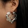 Hip Hop Punk Round Bamboo Earrings Creative Pockmarked Peach Heart Baby Letter Stud Earrings