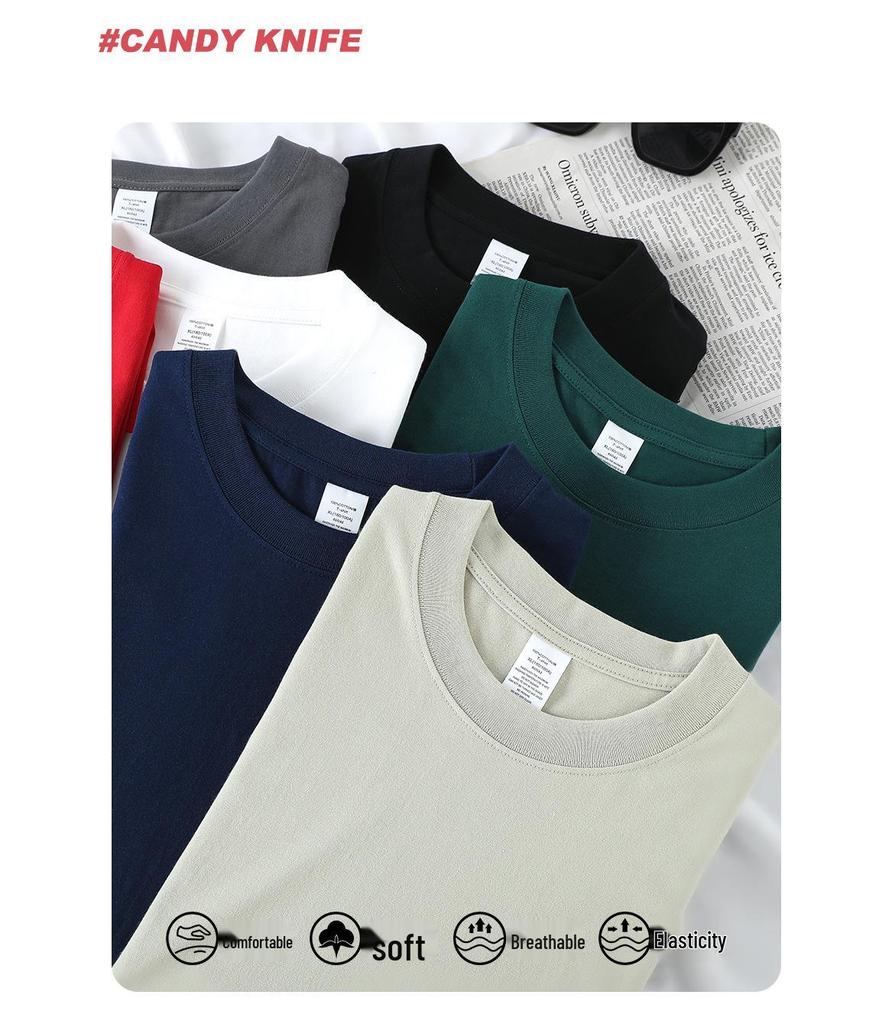 Amerikanisches Retro Vintage Unisex Schwergewicht Baumwoll Rundhals T-Shirt