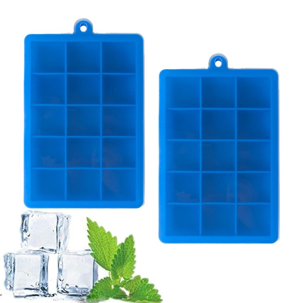 Creative Ice Cube Molds, Ice Cube Tray with Lid, Flexible Design Food Grade Silicone, Reusable Stackable For Whiskey Ice Cubes, Ice Cube Molds (Blue)