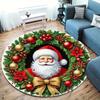 1pc Soft, Absorbent & Non-Slip Kind Santa Claus Round Rug, Perfect for Entryway, Living Room, Bedroom Decor, Machine Washable Flannel Memory