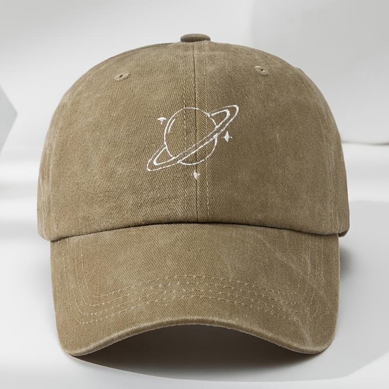 Creative Space Planet Embroidered Baseball Cap Classic Washed Vintage Duckbill Hat Outdoor Sports Casual Hat