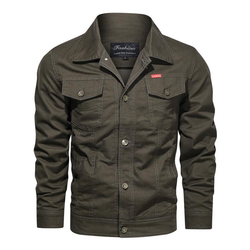 Washed Men's Tooling Jacket Casual Large Size Lapel Jacket Men's Shirt Men's Shirt