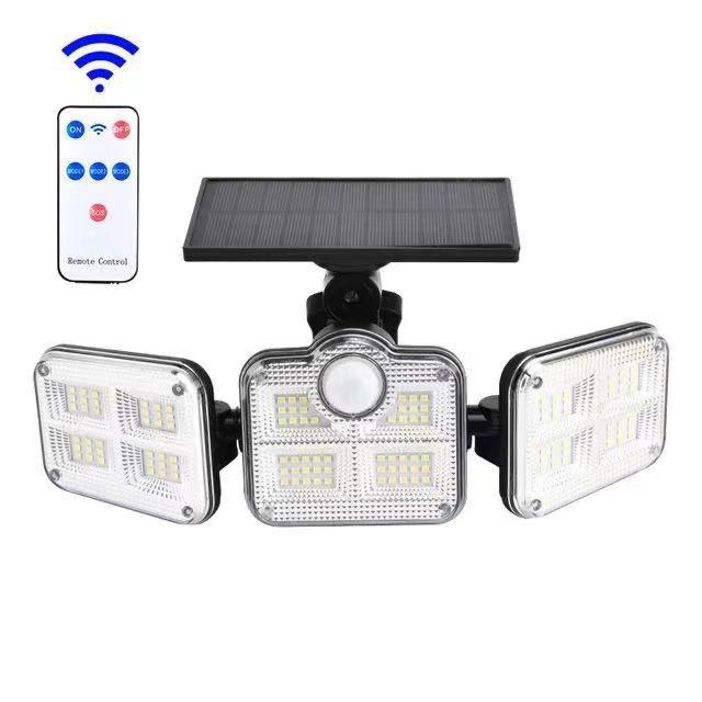 Super Bright Solar-Powered Three-Head Motion Sensor Outdoor Wall Lights