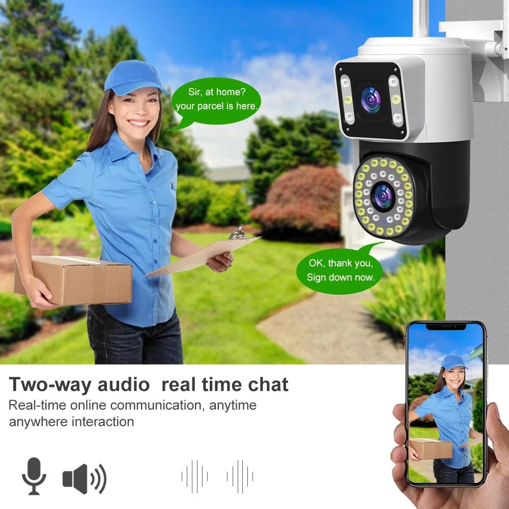 4K 8MP Wifi Surveillance Camera Tuya Dual Lens 10X Digital Zoom AI Human Detect Cam Wireless Outdoor Security PTZ IP Cameras