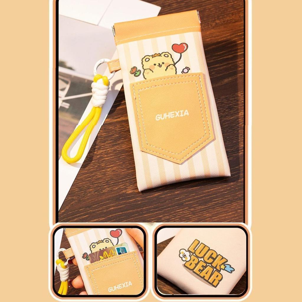 Short Short Wrist Strap Eyeglasses Case With Secure Closure Waterproof PU Leather Holder For Sunglasses And Glasses Accessories