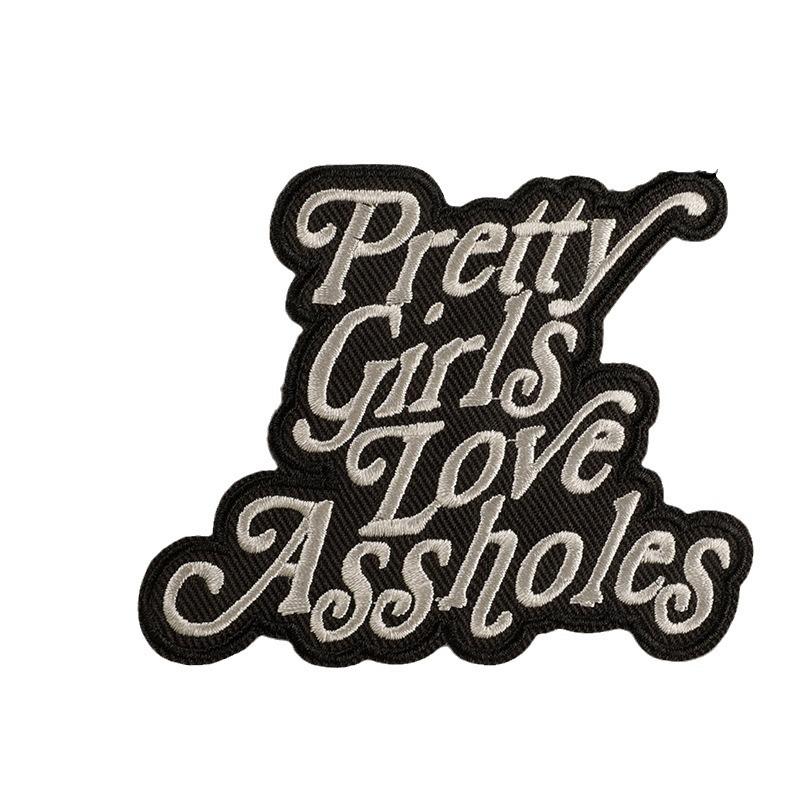 Embroidery Logo English Letter Badge Logo Clothing Accessories Down Jacket Patch Sticker Black Adhesive-backed Embroidery Cloth Sticker