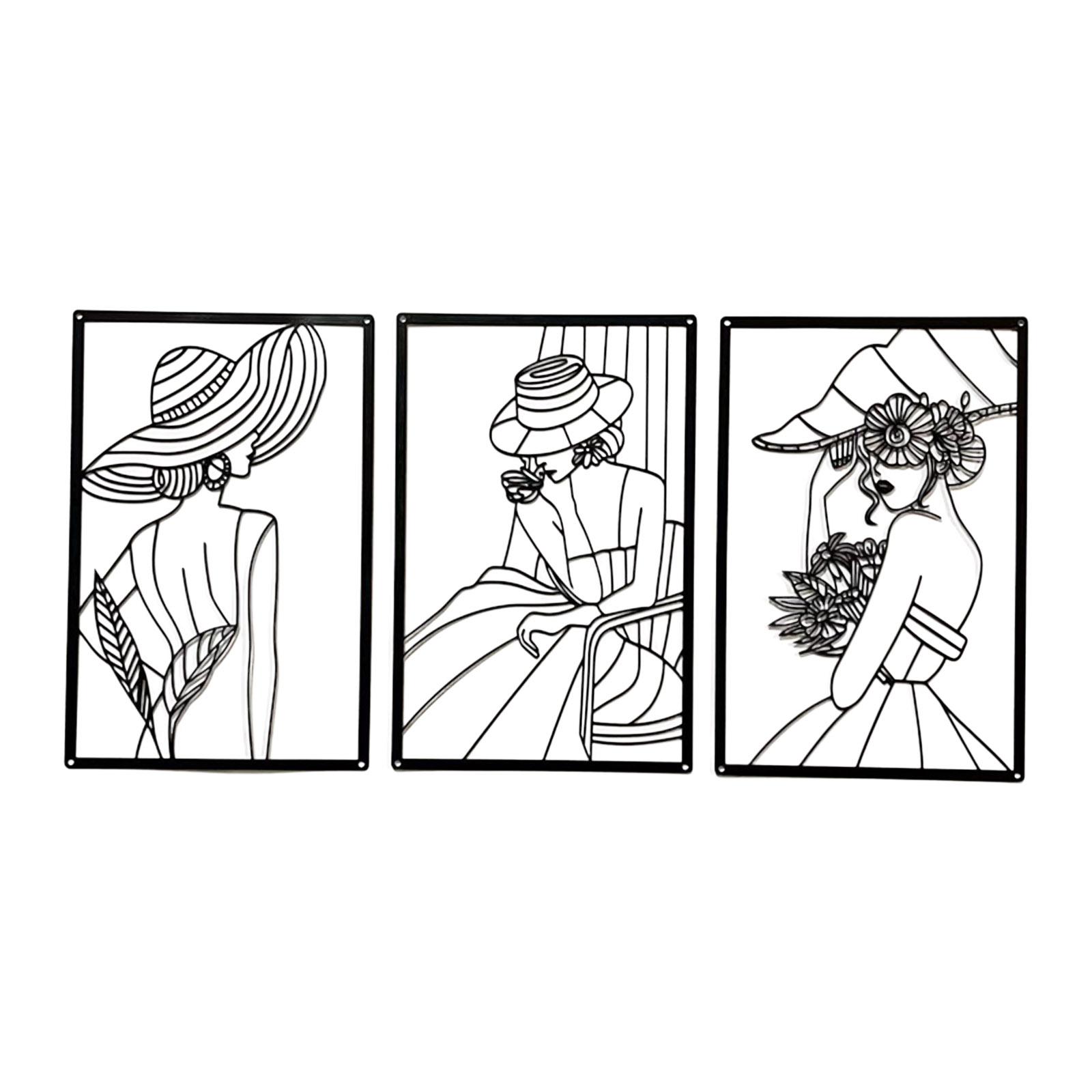 

Женские линии тела Искусство 3 шт. Металл Минималистский абстрактный женский настенный декор Женский настенный декор Подвесной для гостиной Спальня