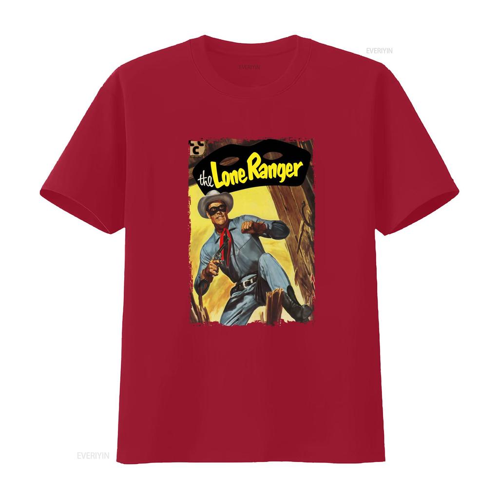 The Lone Ranger Retro Comic Book Cover T Shirt Classic Design For Western Fans Vintage Washed Homme Breathable Streetwear