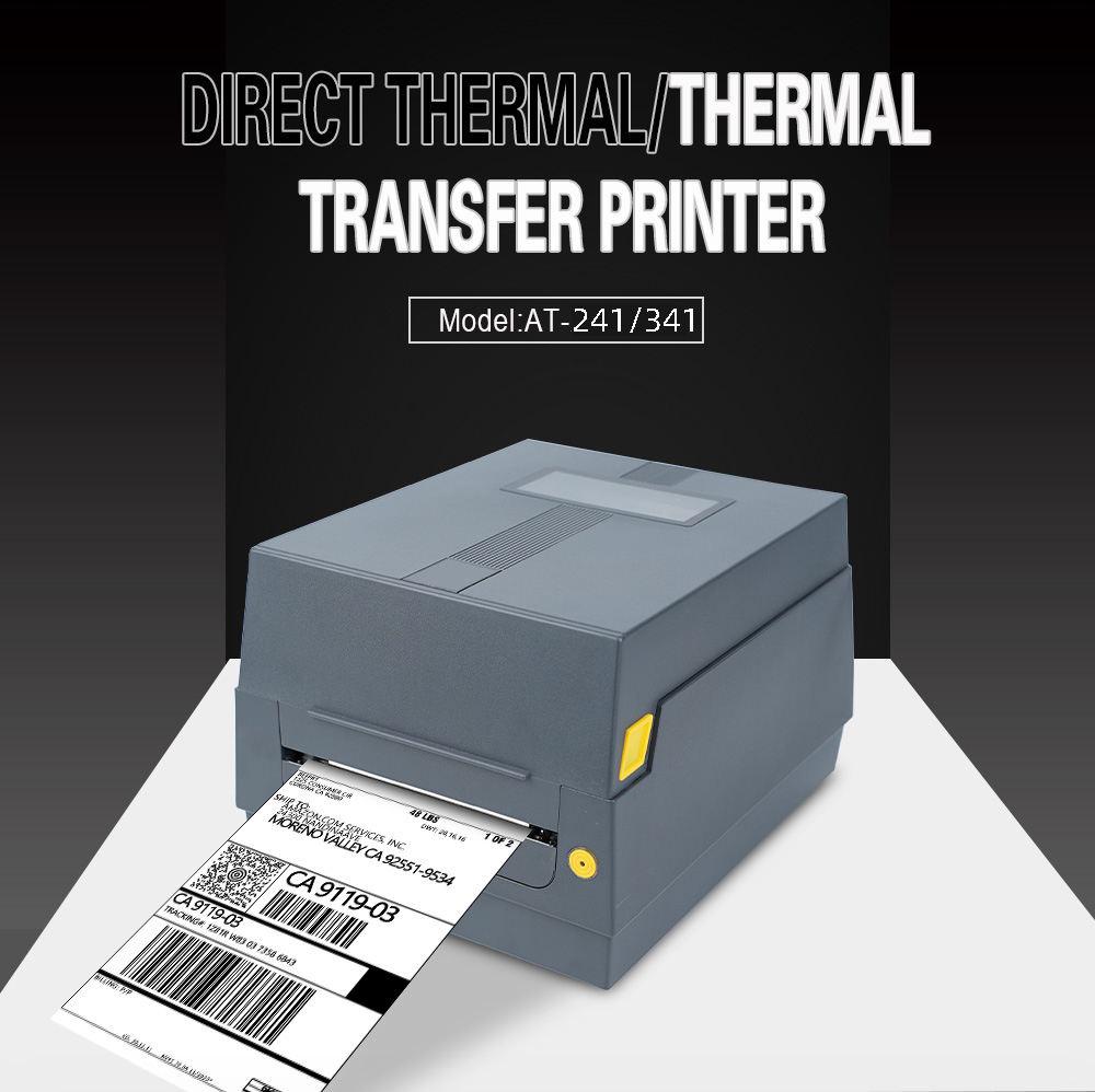 

200dpi Thermal Transfer Desktop Printer with Matte Silver PET Label and Barcode Ribbon