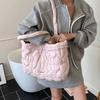 Solid Color Quilted Heart Bag Korean Women's Handbag Casual Puffy Tote Bag  Underarm Bags