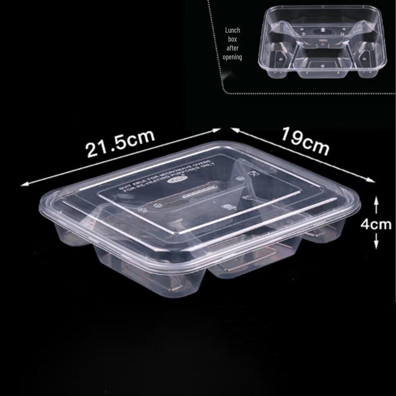 Disposable 4-Compartment Transparent Meal Prep Containers