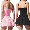 Elegant Cross-Border Sweet Style Camisole with Chest Pad: Pleated Tennis Skirt and Anti-Exposure Puff Design