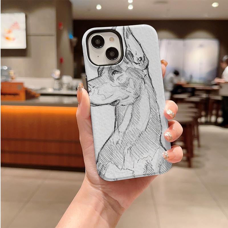 Graceful Minimalist Equestrian Horse Pencil Line Art Sketch Film Aesthetic Protective Shockproof Bumper Case For iPhone 14 15 16 Pro Max Plus