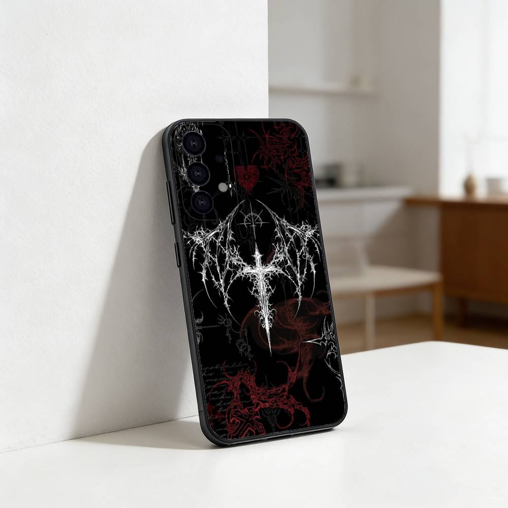 C-Cool Dark Gothic Cross Mark Phone Case For Samsung S25,S24,S21,S22,S23,S30,Ultra,S20,Plus,Fe,Lite Black Shell