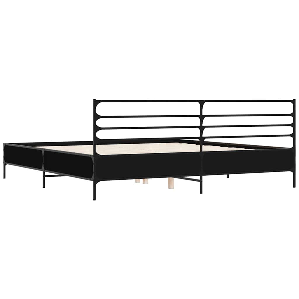 Bed Frame Black 200x200 cm Particleboard and Metal