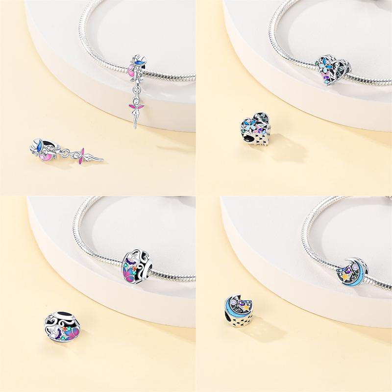 Original Copper Charms Butterfly Flower Girl Beads Fit Bracelet Accessories Women Jewelry Making Fine Jewelry Gift