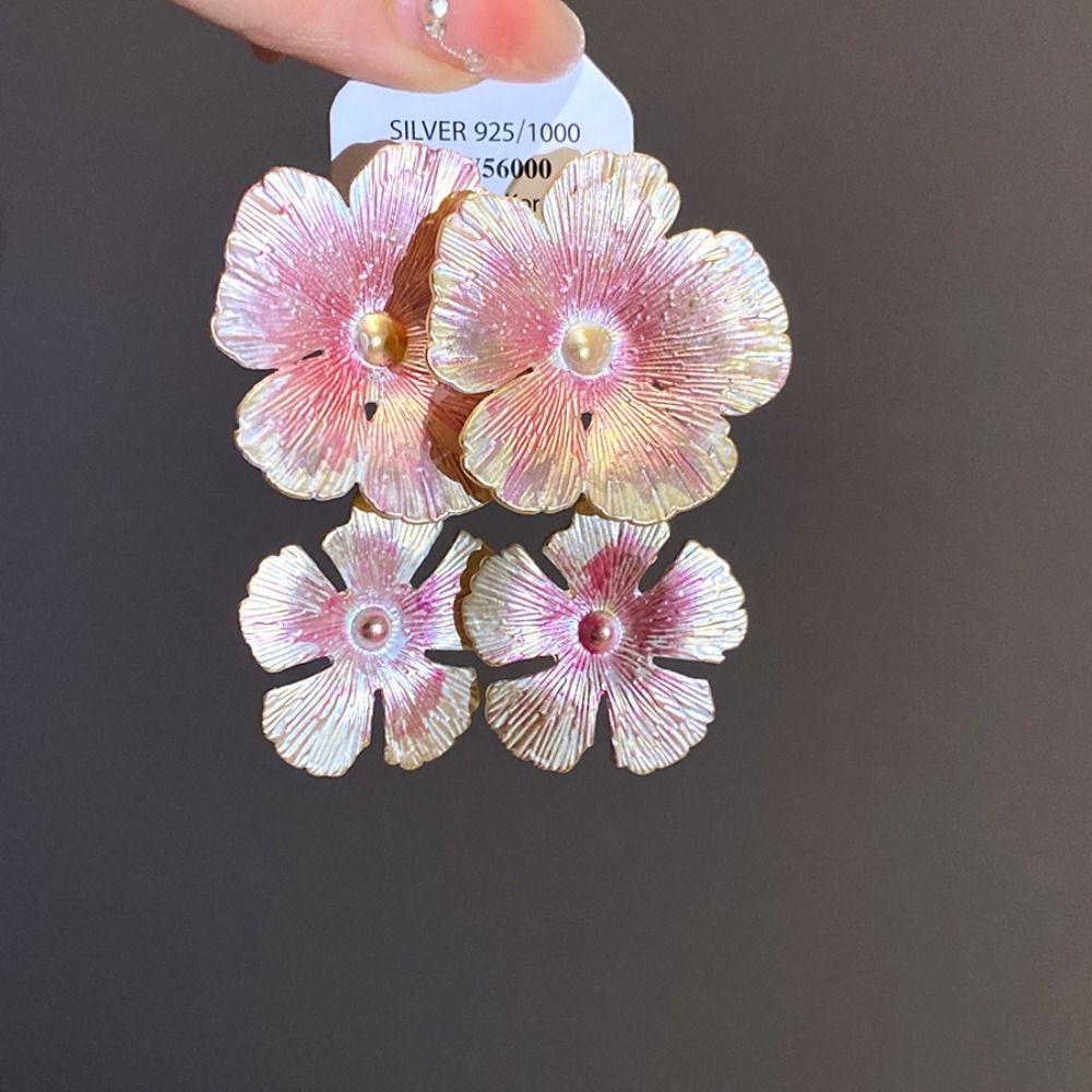 Sweet Oil Drop Flower Ear Studs Baroque Korean Style Earrings Enamel Flower Earrings  Jewelry