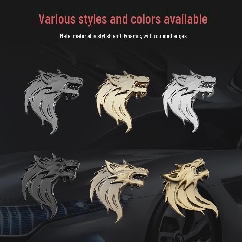 Wolf Head Metal Car Badge: Personalized Sticker & Logo