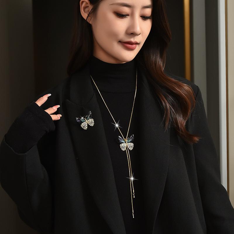 Elegant Colorful Butterfly Long Sweater Necklace For Women Perfect For Fall And Winter Fashion Trends