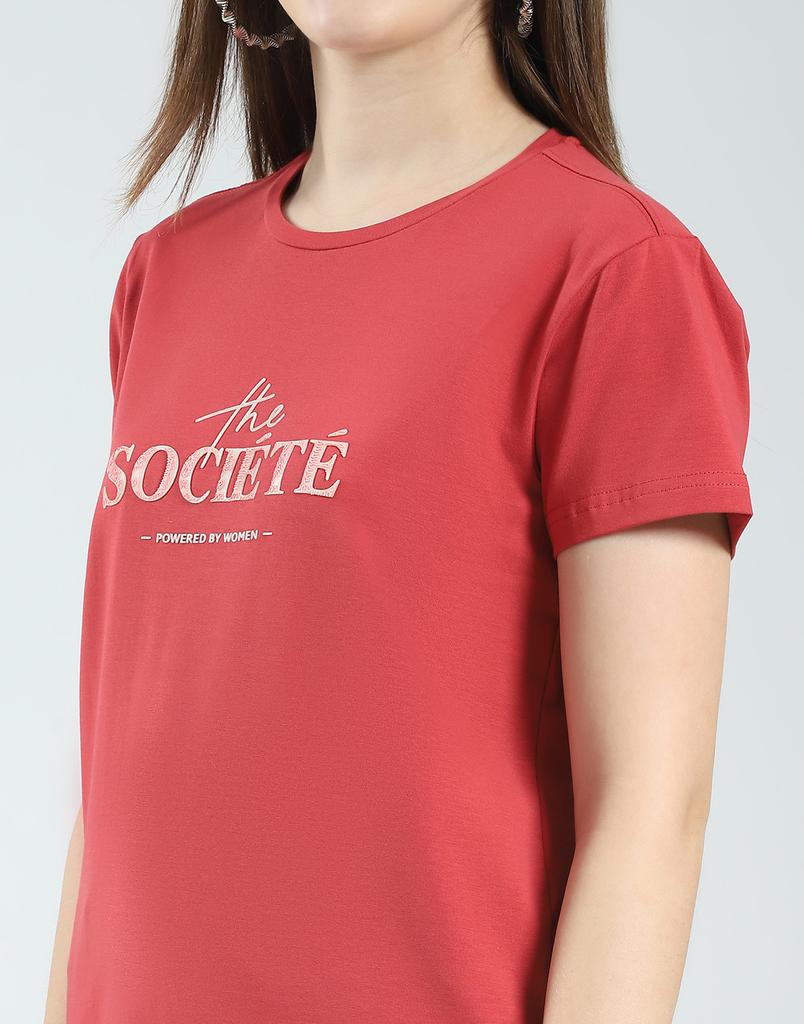 MONTE CARLO Womens Printed Round Neck Half Sleeve Regular Fit Top