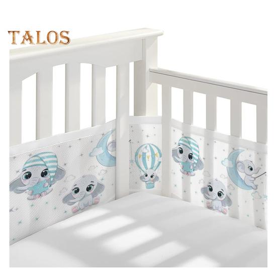 Forro de malha respirável para berço com alças duplas, barreira de segurança para berço de bebê, fácil instalação, proteção para membros, amortecedor para berço