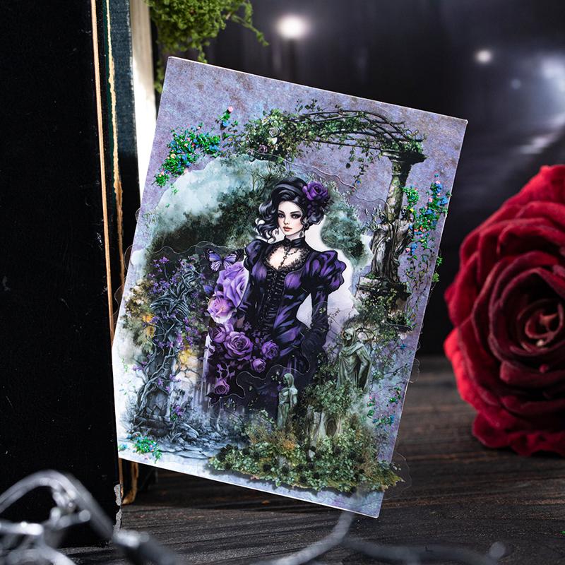 Journal GO 10pcs Abandoned City Vintage Dark Gothic Forest Landscape PET Sticker Creative DIY Journal Collage Scrapbooking Decal