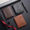 Leather Rfid Wallets for Men Vintage Thin Short Multi Function ID Credit Card Holder Money Bag with 2 ID Windows Gift for Him