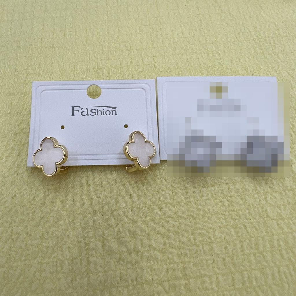 Cercei Noi la Modă Trifoi cu Patru Foi pentru Femei Versiune Înaltă Hipoalergenici Nacre Alb Natural