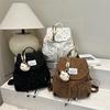 Corduroy Backpacks for Women Cute Student Bag Lightweight Drawstring Korean Style Simple Bookbag Casual Stylish Commuting Bag