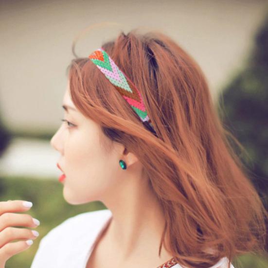 Ethnisch Stil Boho Damen Elastisch Geflochtene Stirnbänder Kopfschmuck Haarband Zubehör