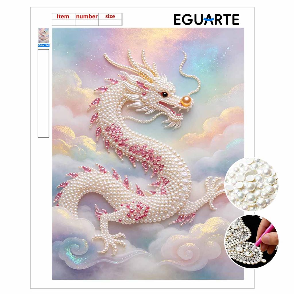 Dragon Pearl Kit 5D DIY Round Rhinestone Art Craft for Adults Home Wall Decoration Beginner Friendly Frameless Design