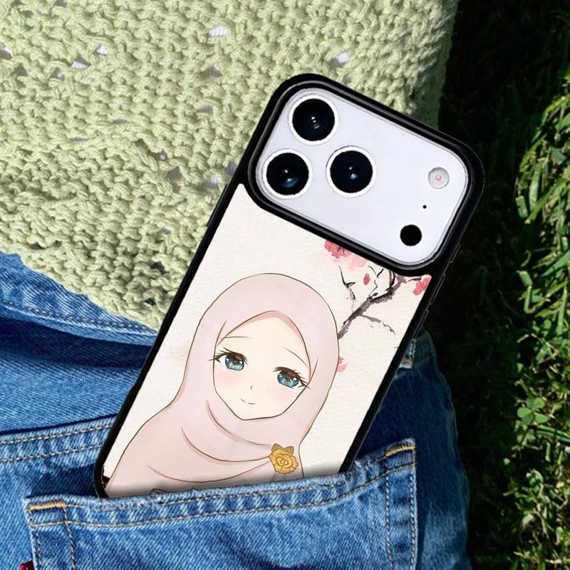 Muslim Islamic Eyes Arabic Hijab Girl mobile phone case Compatible with IPhone 17 16 15 14 13 12 11Pro Max 17 Air cover