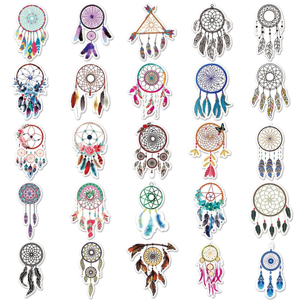 50 Waterproof Dreamcatcher Stickers for Luggage, Scooter, Computer & Tablet Decoration