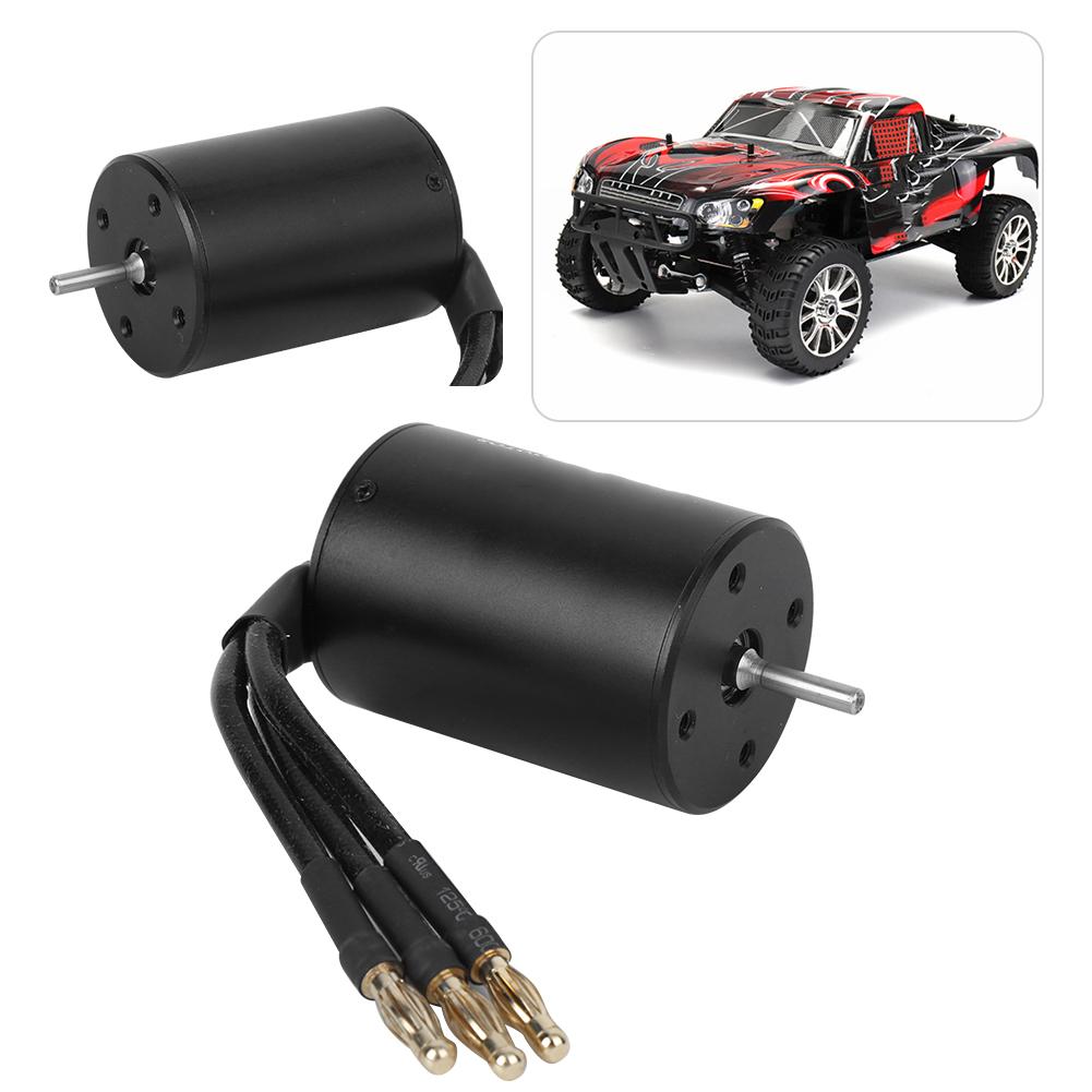 3650 Waterproof 4 Pole NonInductive Brushless Motor Accessory for 1 8 1 10 RC Car (Black)