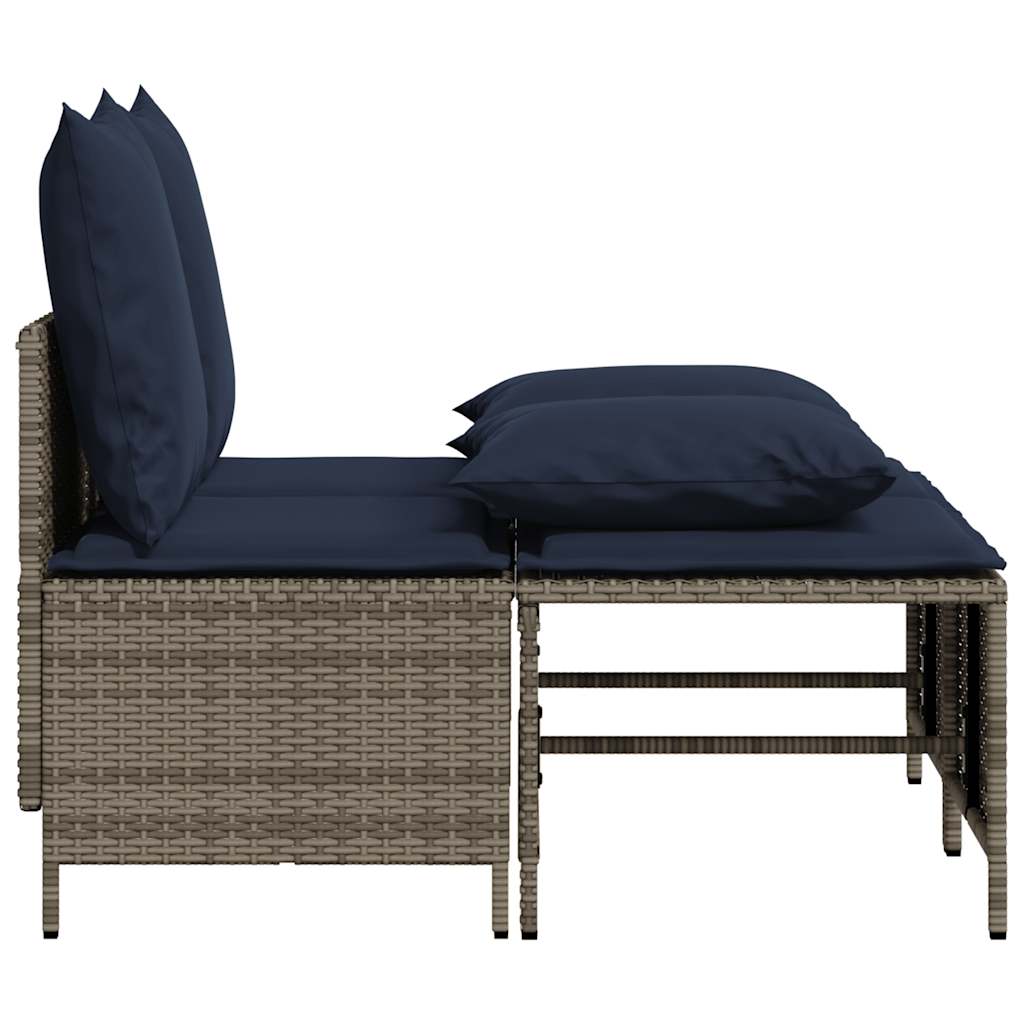 4 Piece Garden Sofa Set with Cushions Gray Poly Rattan