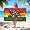 Barber Salon Theme Quick Dry Beach Towel Custom Name Text Print Large Sand Resistant Towel Beach Vacation