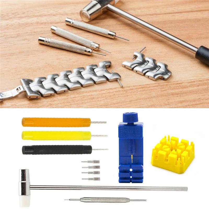 11 Pcs Watch Repair Tool Set Watch Link Band Slit Strap Bracelet Chain Pin Remover Adjuster Kit for Professional Watchmaker Tool