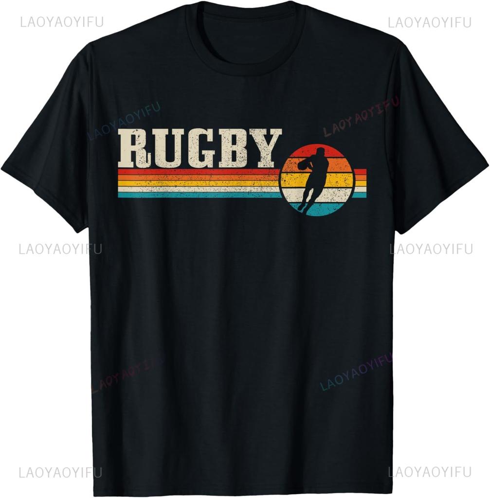 Vintage Rugby Player Sports Retro Men Boys Soccer T-Shirt Cute Print Cartoon TShirt Men Women Fashion Tee Creativity Short-sleev