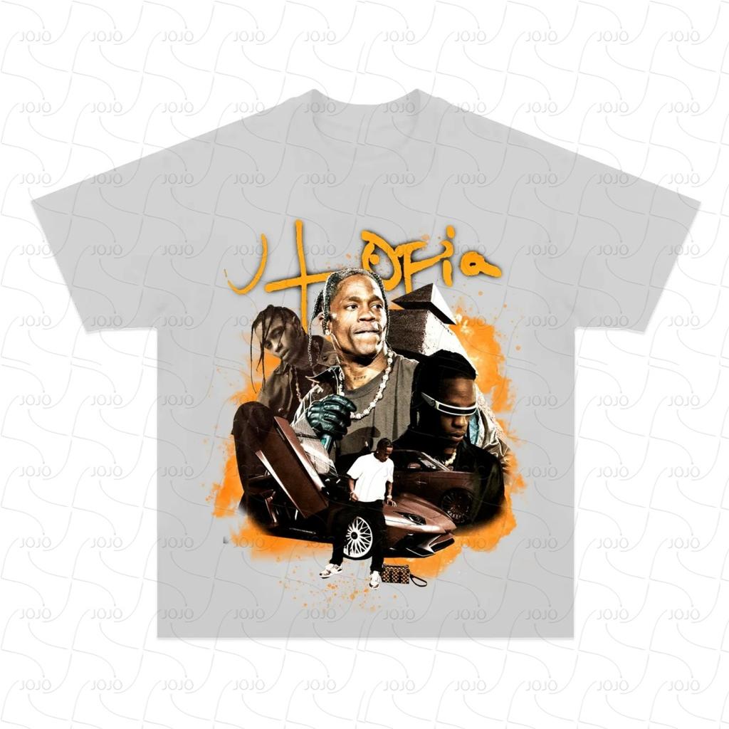 Rapper Travis Scott Utopia Retro Graphic T-Shirt Men's Hip Hop Clothing Y2k Unisex Fashion Oversize Gangster Top Gift for Fan
