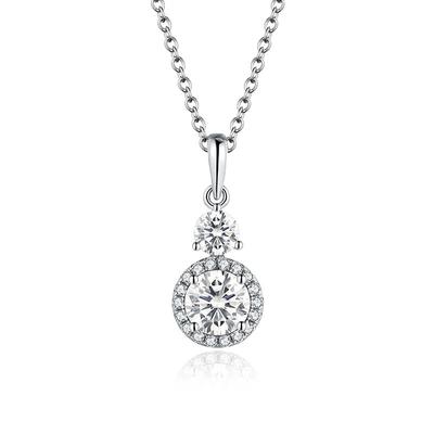 Pandantive Moissanite rotunde 6,5 mm 1CT D Colier cu pietre prețioase cu diamante pentru femei Bijuterii autentice din argint 925