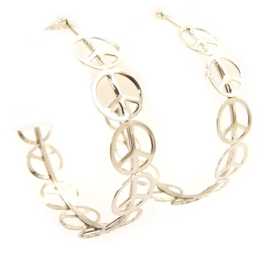 

Les Trésors De Lily [L4451] - Серьги-кольца Peace серебро Ø 50 мм