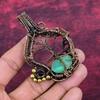 Tree Of Life Chrysoprase Gemstone Pendant Copper Wire Wrapped Handmade Jewelry