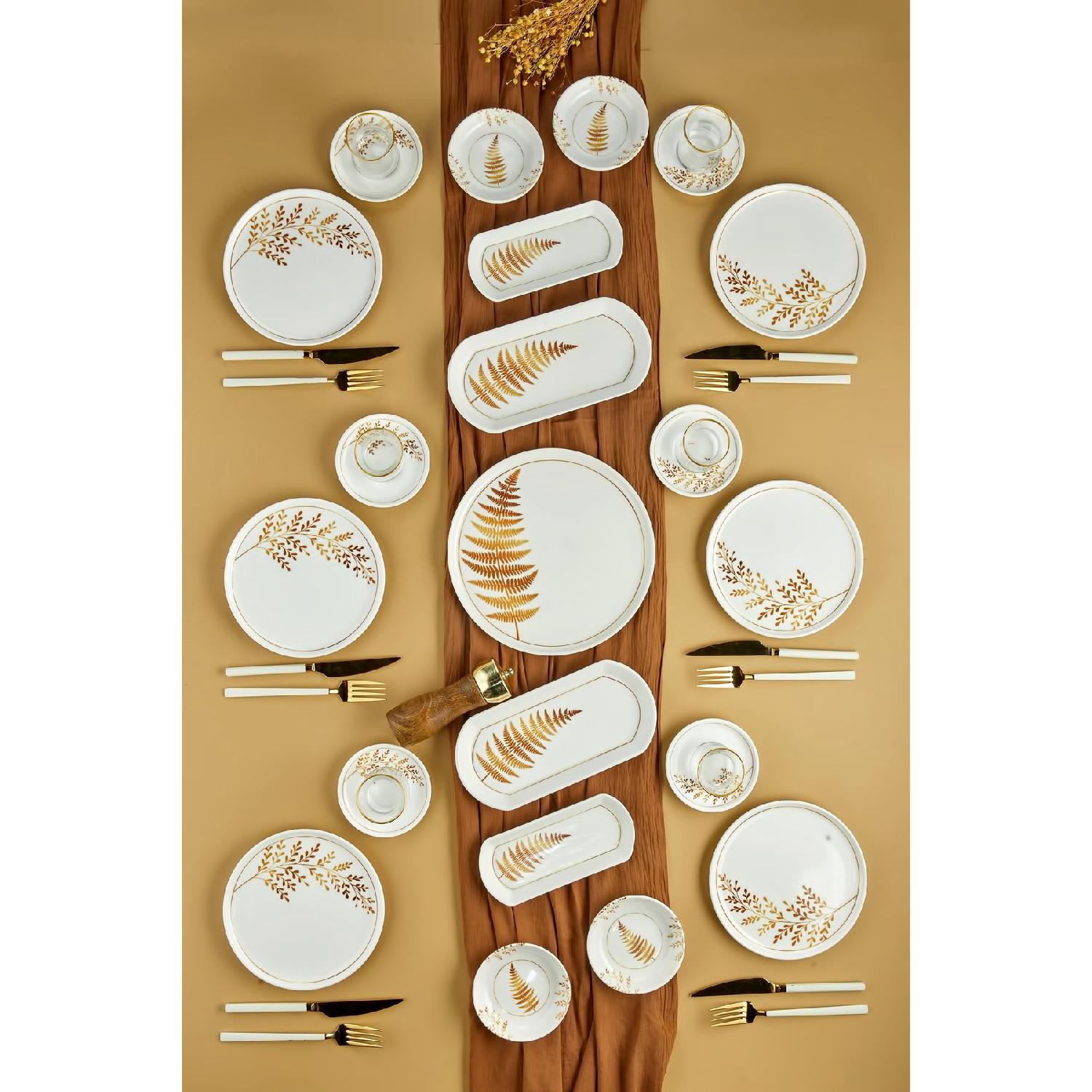 

Роскошный керамический набор из Индии с золотым узором, круглый цифровой набор для завтрака из 21 предмета на 6 персон, набор для завтрака золотой